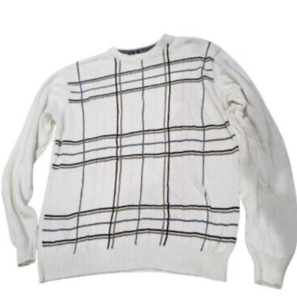 Oscar De La Renta vintage sweater, size L cream multi, 100% cotton - Picture 2 of 10